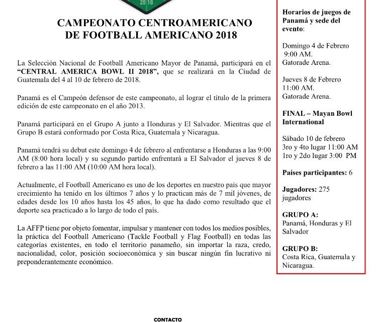 Conferencia de Prensa – Campeonato Centroamericano de Football Americano